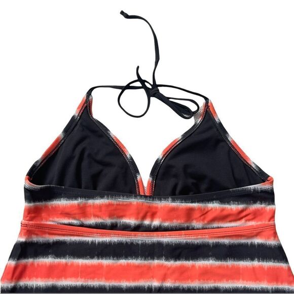Converse Orange/Gray Stripe Tie Around Neck Tankini Top Sz L - Picture 4 of 11